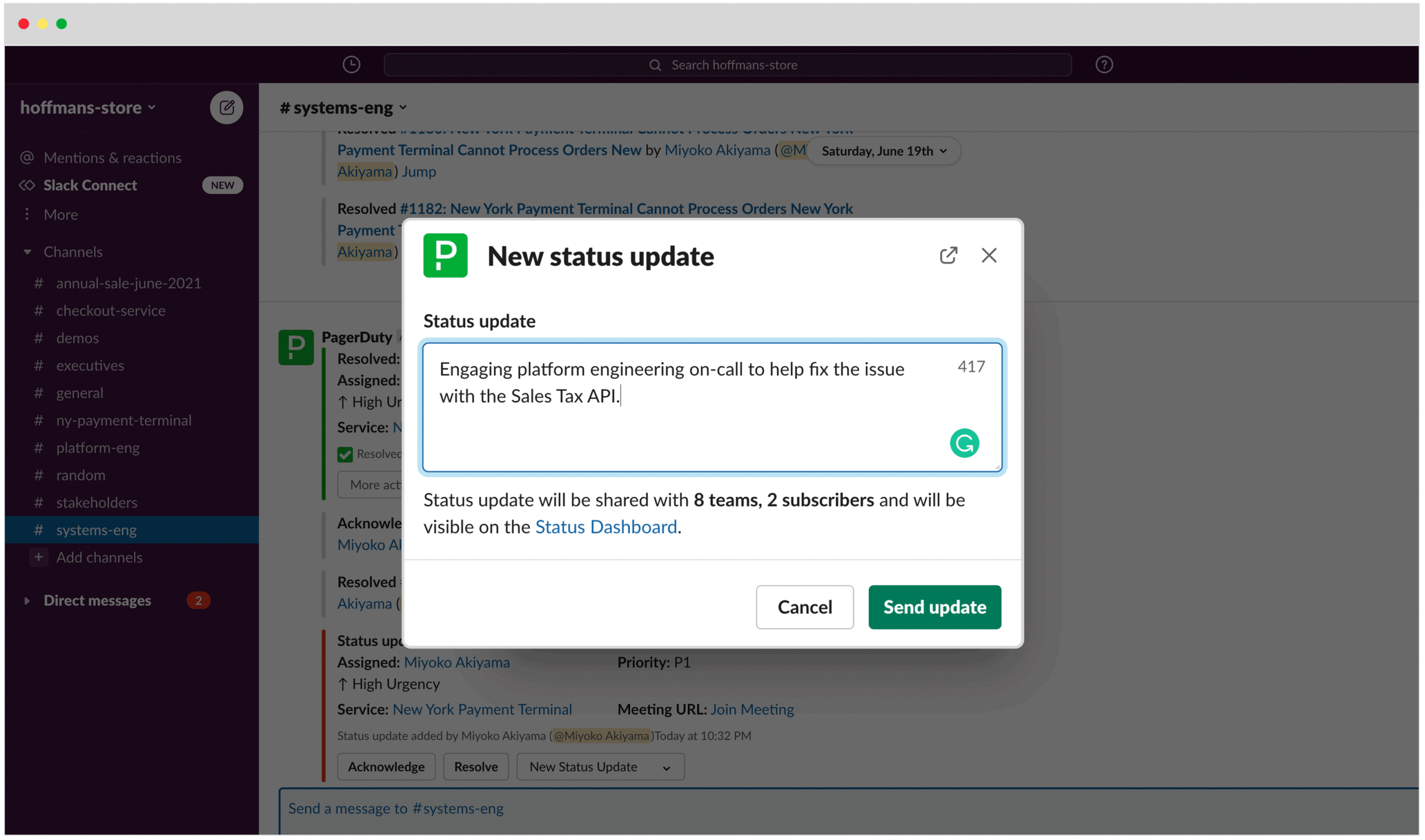 animation demonstrating slack unpdates