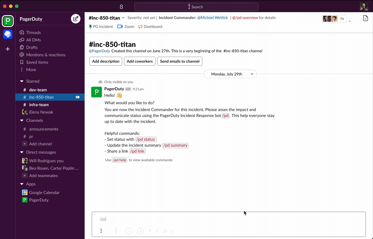 screenshot of chat experience in slack